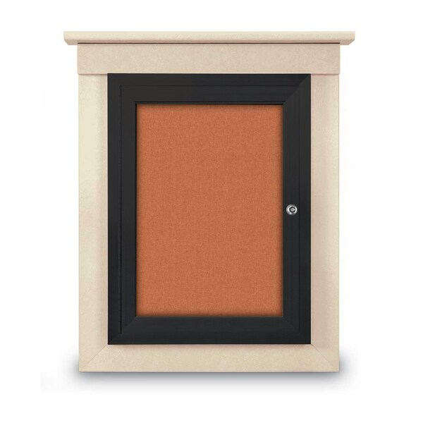 42"x32" 2-Door Enclosed Letterboard, Grey Felt/Cherry